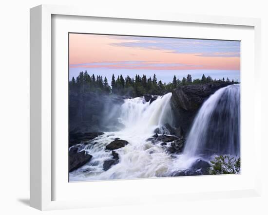 Sweden, Waterfall Ristafallet at Jarpen, Sky-K. Schlierbach-Framed Photographic Print