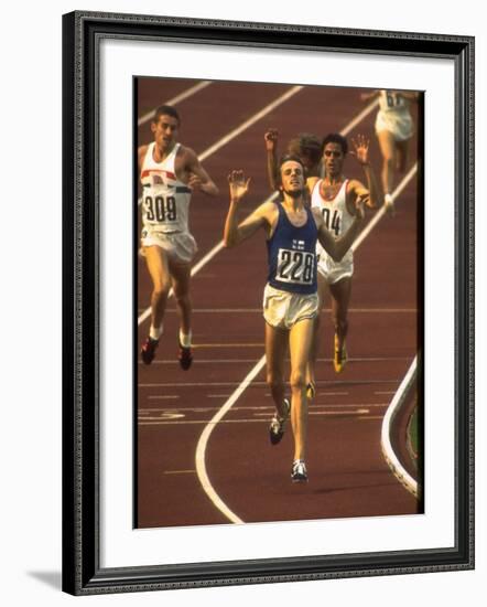 Swedish Athlete Lasse Viren in the Lead During 5,000M Race at Summer Olympics-John Dominis-Framed Premium Photographic Print