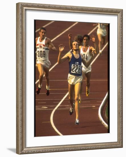 Swedish Athlete Lasse Viren in the Lead During 5,000M Race at Summer Olympics-John Dominis-Framed Premium Photographic Print
