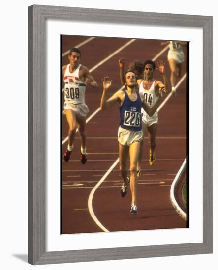 Swedish Athlete Lasse Viren in the Lead During 5,000M Race at Summer Olympics-John Dominis-Framed Premium Photographic Print