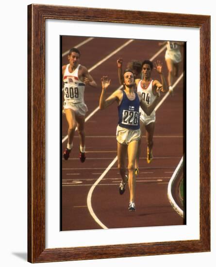 Swedish Athlete Lasse Viren in the Lead During 5,000M Race at Summer Olympics-John Dominis-Framed Premium Photographic Print