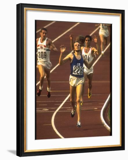 Swedish Athlete Lasse Viren in the Lead During 5,000M Race at Summer Olympics-John Dominis-Framed Premium Photographic Print