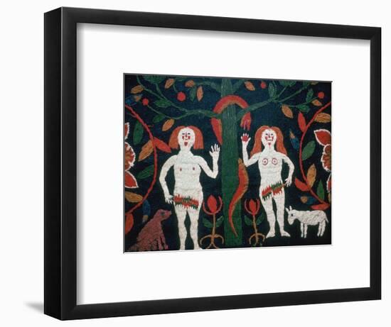 Swedish embroidery of Adam, Eve, and the serpent, 19th century. Artist: Unknown-Unknown-Framed Giclee Print