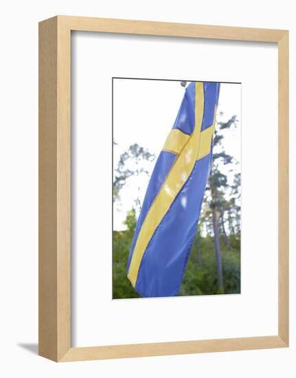 Swedish flag, close up-Andrea Lang-Framed Photographic Print