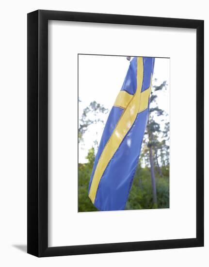 Swedish flag, close up-Andrea Lang-Framed Photographic Print