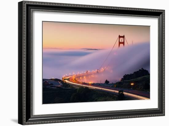 Sweet Approach Fog & Golden Gate Bridge Into San Francisco-Vincent James-Framed Photographic Print