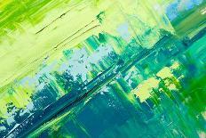 Abstract Art Background. Oil Painting on Canvas. Green and Yellow Texture. Fragment of Artwork. Spo-Sweet Art-Framed Photographic Print