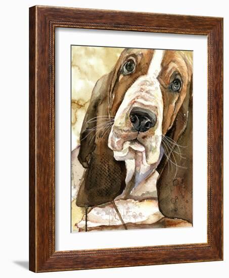 Sweet Basset Hound-Jin Jing-Framed Art Print