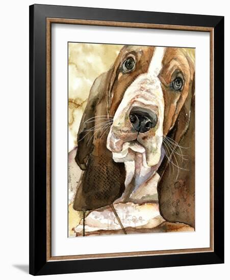 Sweet Basset Hound-Jin Jing-Framed Art Print