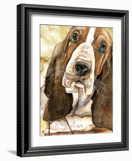 Sweet Basset Hound-Jin Jing-Framed Art Print