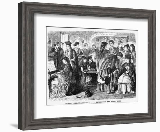 Sweet Girl-Graduates...'Afternoon Tea Versus Wine, 1872-Joseph Swain-Framed Giclee Print