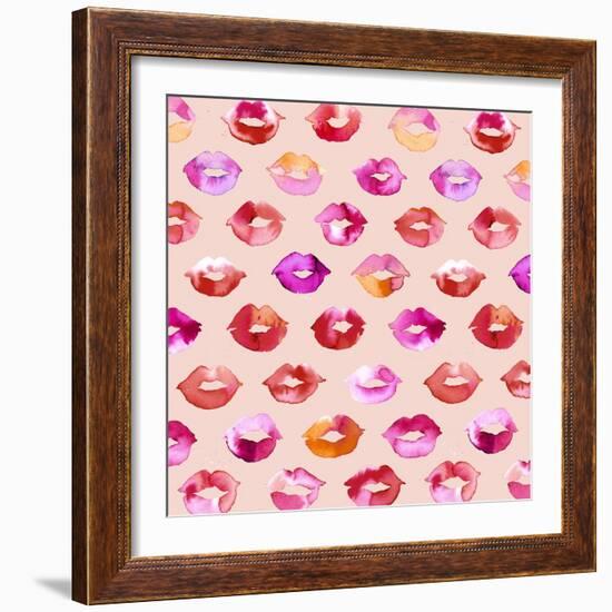 Sweet Love Kisses Pink Lips-Ninola Designs-Framed Art Print