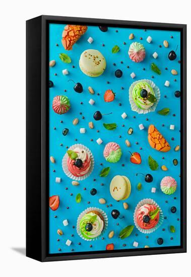Sweet Patterns: Cupcakes and Macaroons-Dina Belenko-Framed Premier Image Canvas