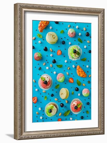 Sweet Patterns: Cupcakes and Macaroons-Dina Belenko-Framed Photographic Print