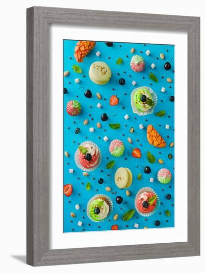 Sweet Patterns: Cupcakes and Macaroons-Dina Belenko-Framed Photographic Print