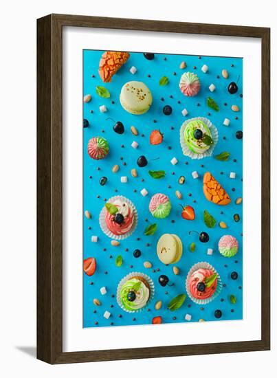 Sweet Patterns: Cupcakes and Macaroons-Dina Belenko-Framed Photographic Print