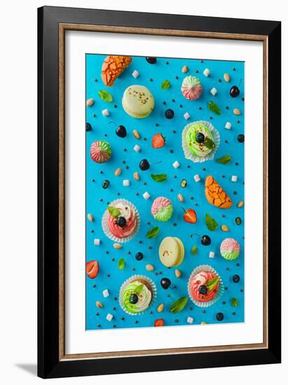 Sweet Patterns: Cupcakes and Macaroons-Dina Belenko-Framed Photographic Print