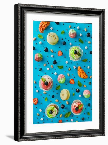 Sweet Patterns: Cupcakes and Macaroons-Dina Belenko-Framed Photographic Print