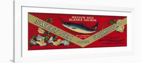 Sweet Pea Salmon Can Label - Anacortes, WA-Lantern Press-Framed Art Print