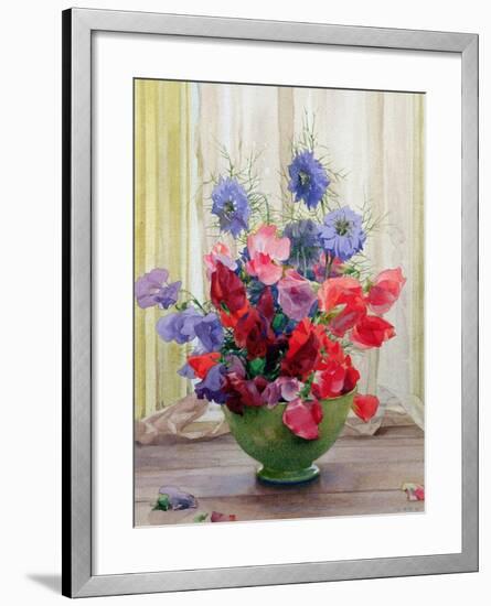 Sweet Peas and Nigella, C.1936-James Clark-Framed Giclee Print