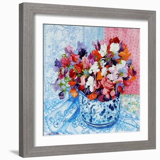 Sweet Peas in a Blue and White Pot, 2010-Joan Thewsey-Framed Giclee Print