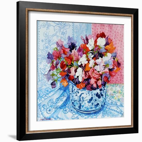 Sweet Peas in a Blue and White Pot, 2010-Joan Thewsey-Framed Giclee Print