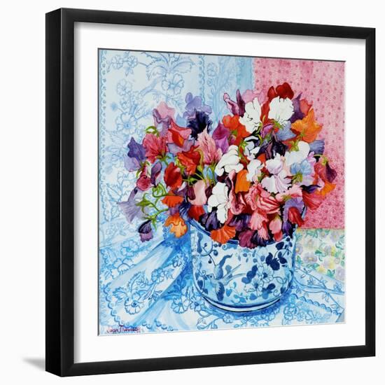 Sweet Peas in a Blue and White Pot, 2010-Joan Thewsey-Framed Giclee Print