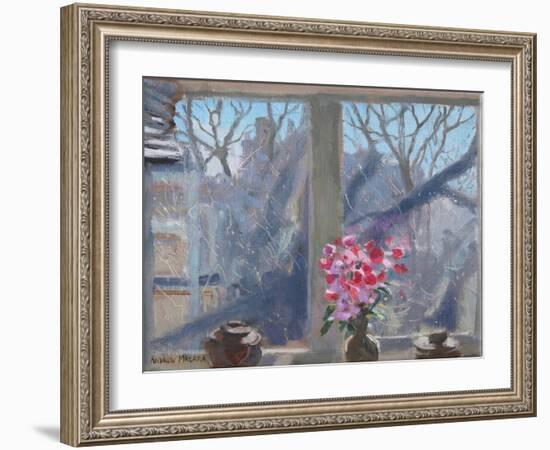 Sweet Peas in the Artist's Studio, 2017-Andrew Macara-Framed Giclee Print