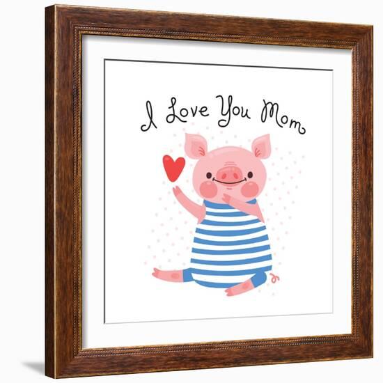 Sweet Pig Declaration of Love - Mom-Baksiabat-Framed Art Print