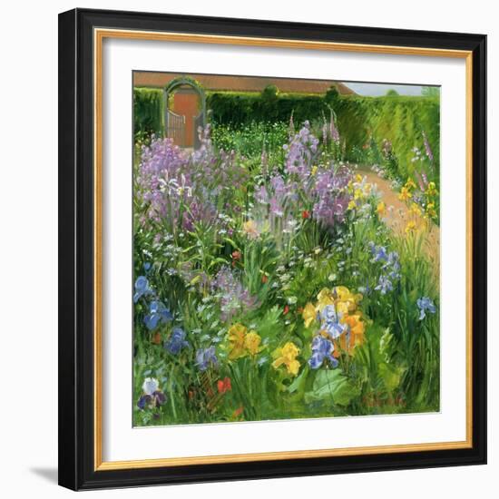 Sweet Rocket, Foxgloves and Irises, 2000-Timothy Easton-Framed Giclee Print