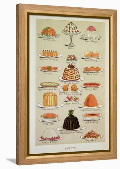 Sweets, Colour Plate from Mrs Beeton's Everyday Cookery and Housekeeping Book, Pub.1890-null-Framed Premier Image Canvas