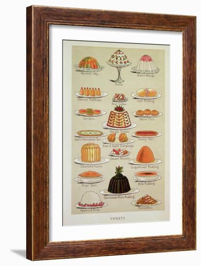 Sweets, Colour Plate from Mrs Beeton's Everyday Cookery and Housekeeping Book, Pub.1890-null-Framed Giclee Print