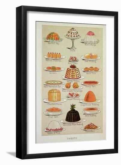 Sweets, Colour Plate from Mrs Beeton's Everyday Cookery and Housekeeping Book, Pub.1890-null-Framed Giclee Print