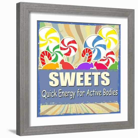 Sweets Vintage Grunge Poster-radubalint-Framed Art Print