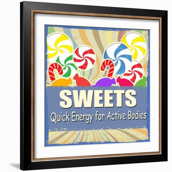 Sweets Vintage Grunge Poster-radubalint-Framed Art Print