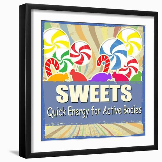 Sweets Vintage Grunge Poster-radubalint-Framed Art Print