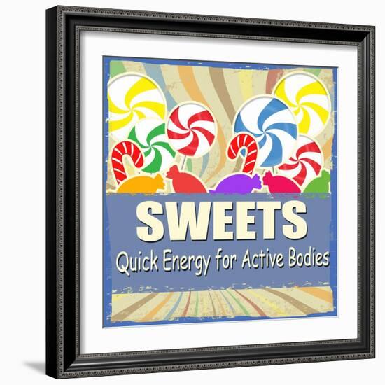 Sweets Vintage Grunge Poster-radubalint-Framed Art Print