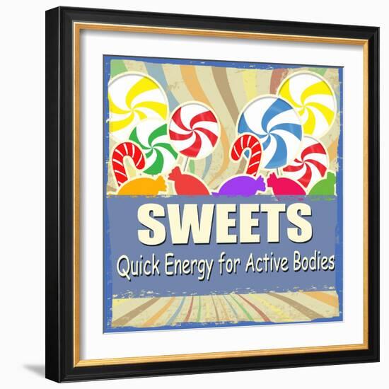 Sweets Vintage Grunge Poster-radubalint-Framed Art Print