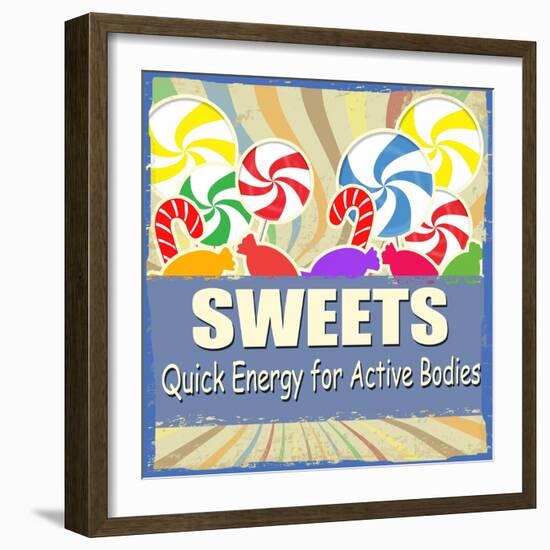 Sweets Vintage Grunge Poster-radubalint-Framed Premium Giclee Print