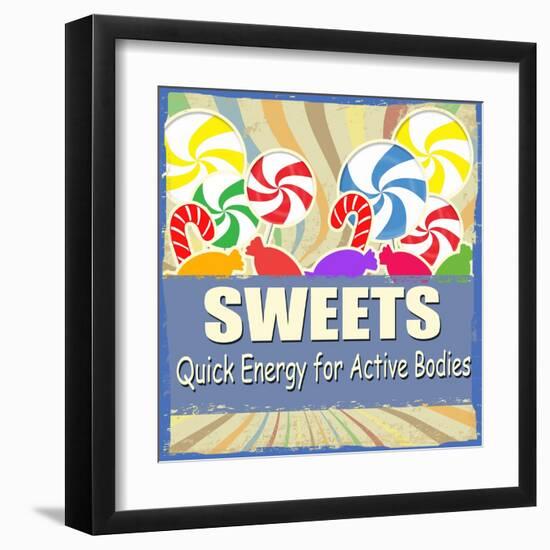 Sweets Vintage Grunge Poster-radubalint-Framed Art Print