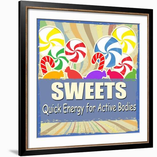 Sweets Vintage Grunge Poster-radubalint-Framed Art Print