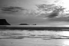 Monochrome Seascape, Rhossili, Gower, Wales.-Swellphotography UK-Photographic Print