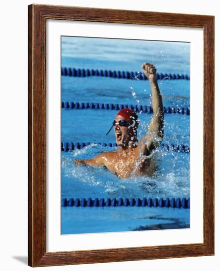 Swimmer Celebrating His Victory-null-Framed Photographic Print