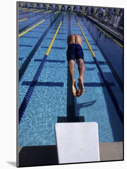 Swimmer Diving Off the Starting Blocks to Begin a Race-Steven Sutton-Mounted Photographic Print