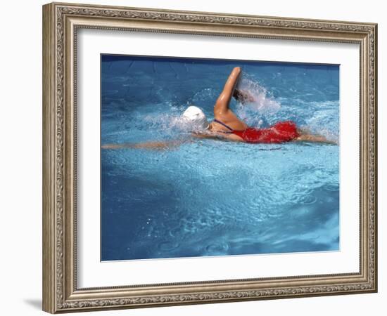 Swimmer in Red Suit-null-Framed Photographic Print