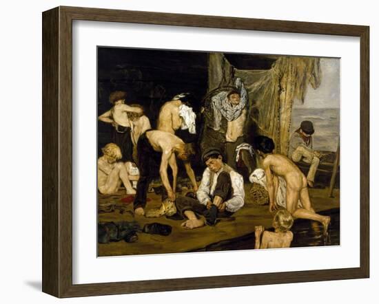Swimmers, 1875?-77 (Oil on Canvas)-Max Liebermann-Framed Giclee Print