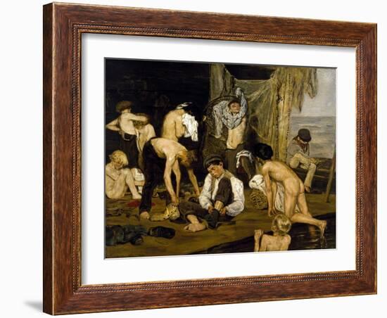 Swimmers, 1875?-77 (Oil on Canvas)-Max Liebermann-Framed Giclee Print