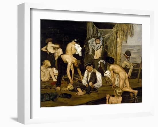 Swimmers, 1875?-77 (Oil on Canvas)-Max Liebermann-Framed Giclee Print
