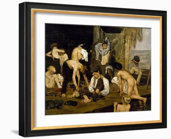 Swimmers, 1875?-77 (Oil on Canvas)-Max Liebermann-Framed Giclee Print