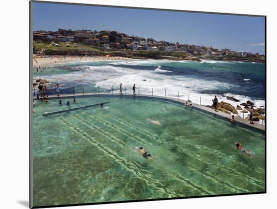 Swimmers Do Laps at Ocean Filled Pools Flanking the Sea at Sydney's Bronte Beach, Australia-Andrew Watson-Mounted Photographic Print
